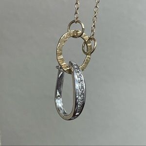 Single 14KT White Gold Diamond Hinge Hoop Earring